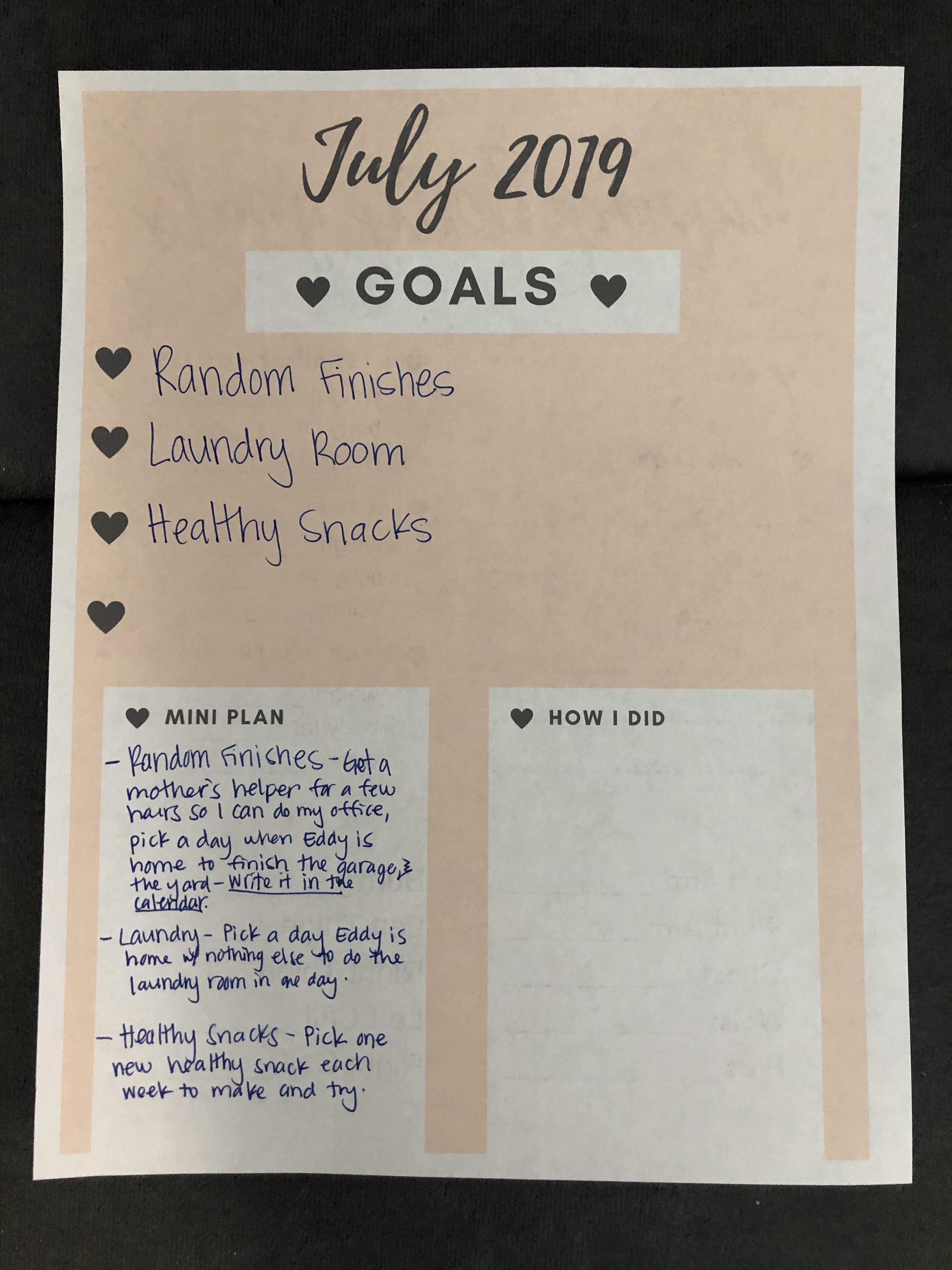 July 2019 Goals