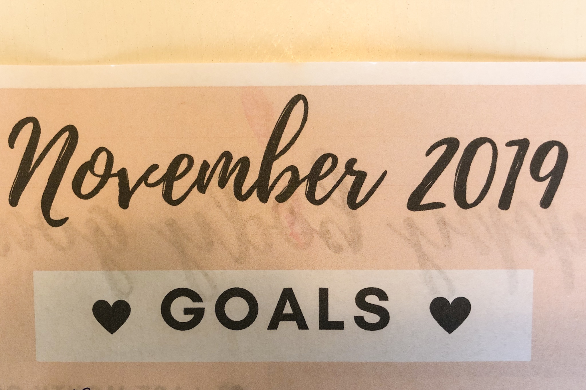 November 2019 Goals
